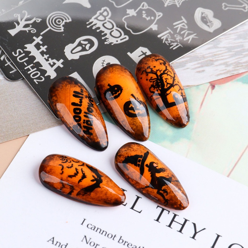 Youyo Phụ Kiện Trang Trí Móng Tay Acrylic Họa Tiết Halloween Đầu Lâu Nhện Cú Mèo