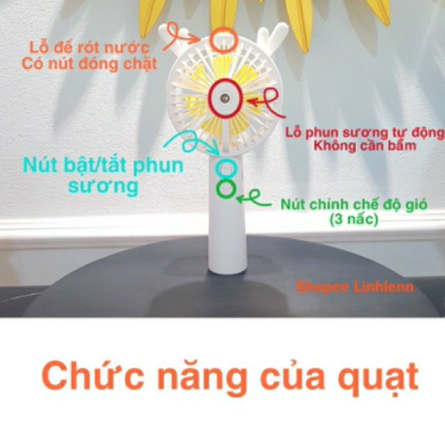 Quạt sạc phun sương tự động cầm tay