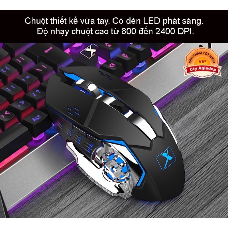 Bộ Bàn Phím Chuột có ánh sáng wireless - Sạc pin được siêu xịn game thủ của TechDragon