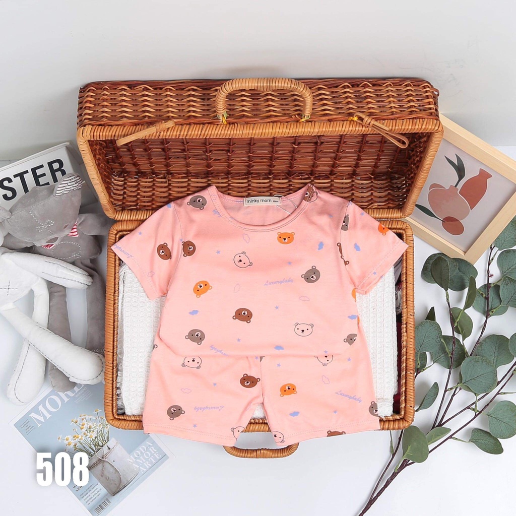 Bộ Ngắn Minky Mom In Họa Tiết Siêu Đẹp, Bé Trai-Bé Gái, 7-19KG.