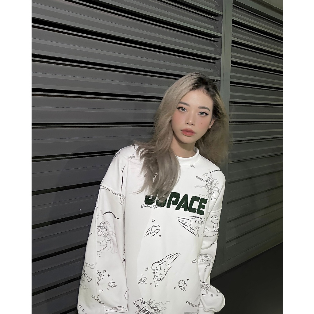 Áo Sweater trắng JSPACE họa tiết
