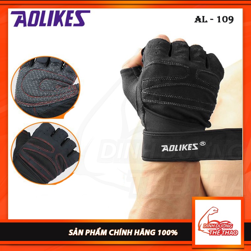 Găng tay thể thao tập gym có bảo vệ cổ tay cao cấp Phụ Kiện Gym Aolikes Bao tay có cổ (109)