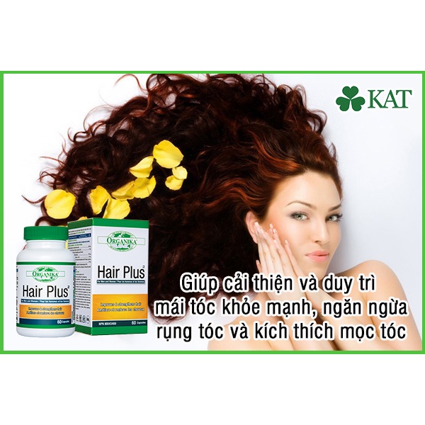 Viên uống hỗ trợ phục hồi tóc, kích thích mọc tóc Organika Hair Plus 60 Viên - giúp đen cho tóc bạc sớm