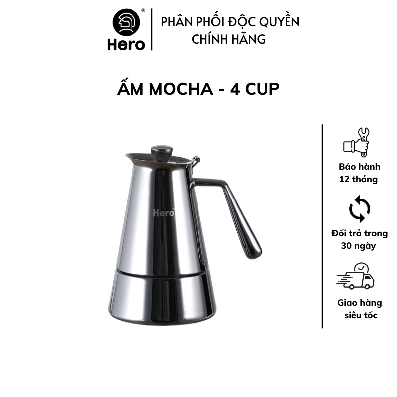 Ấm pha cà phê mocha - 4 cup chính hãng HERO thưởng thức cà phê Espresso trong vòng ba phút
