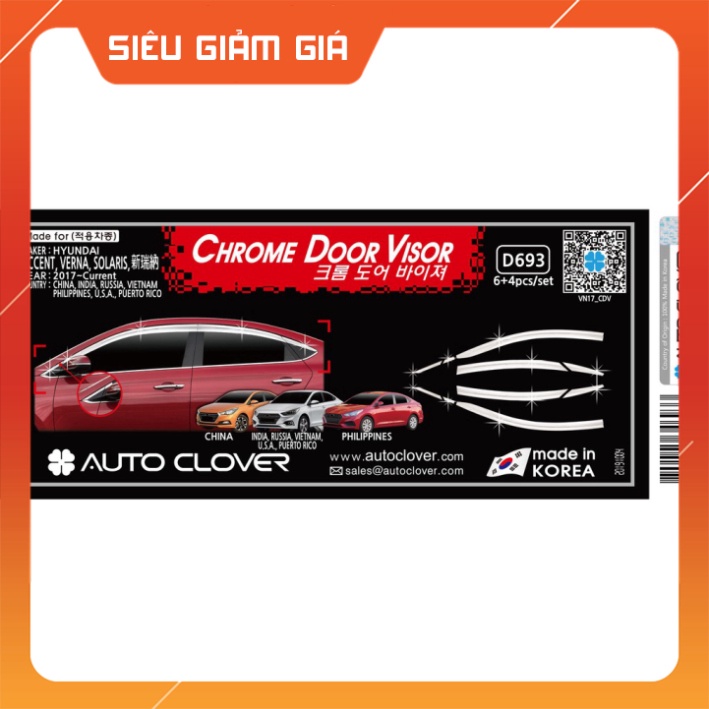 Bộ vè che mưa Mạ crom 10 chi tiết Cao cấp cho Hyundai Accent  2018, 2021 nhập khẩu Hàn Quốc