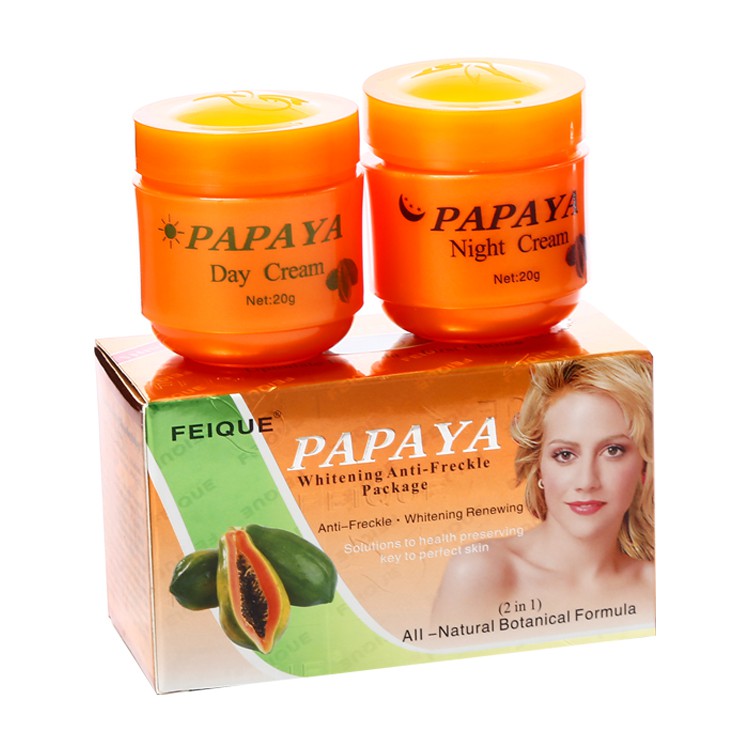 2pcs Papaya Whitening Cream Set Dilute Freckles Lightening Pigment Moisturizing Face Skin Care Whitening Essence