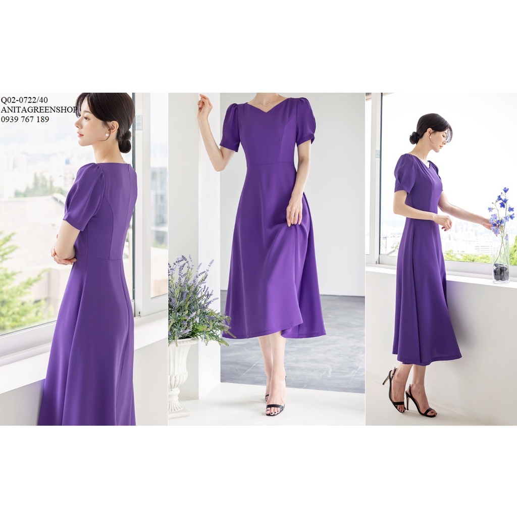 đầm voan xòe màu tím thiết kế (thời trang somiboutique) - Q02-0722