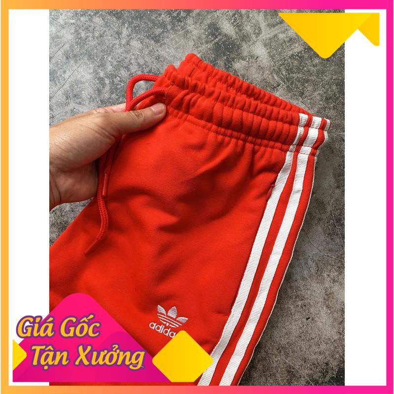 [SIÊU KHỦNG] ⚡️FREE SHIP⚡️ Quần nỉ Adidas Cuffed Track Pants màu đỏ sọc trắng XUẤT DƯ FULL TEM TAG 2021