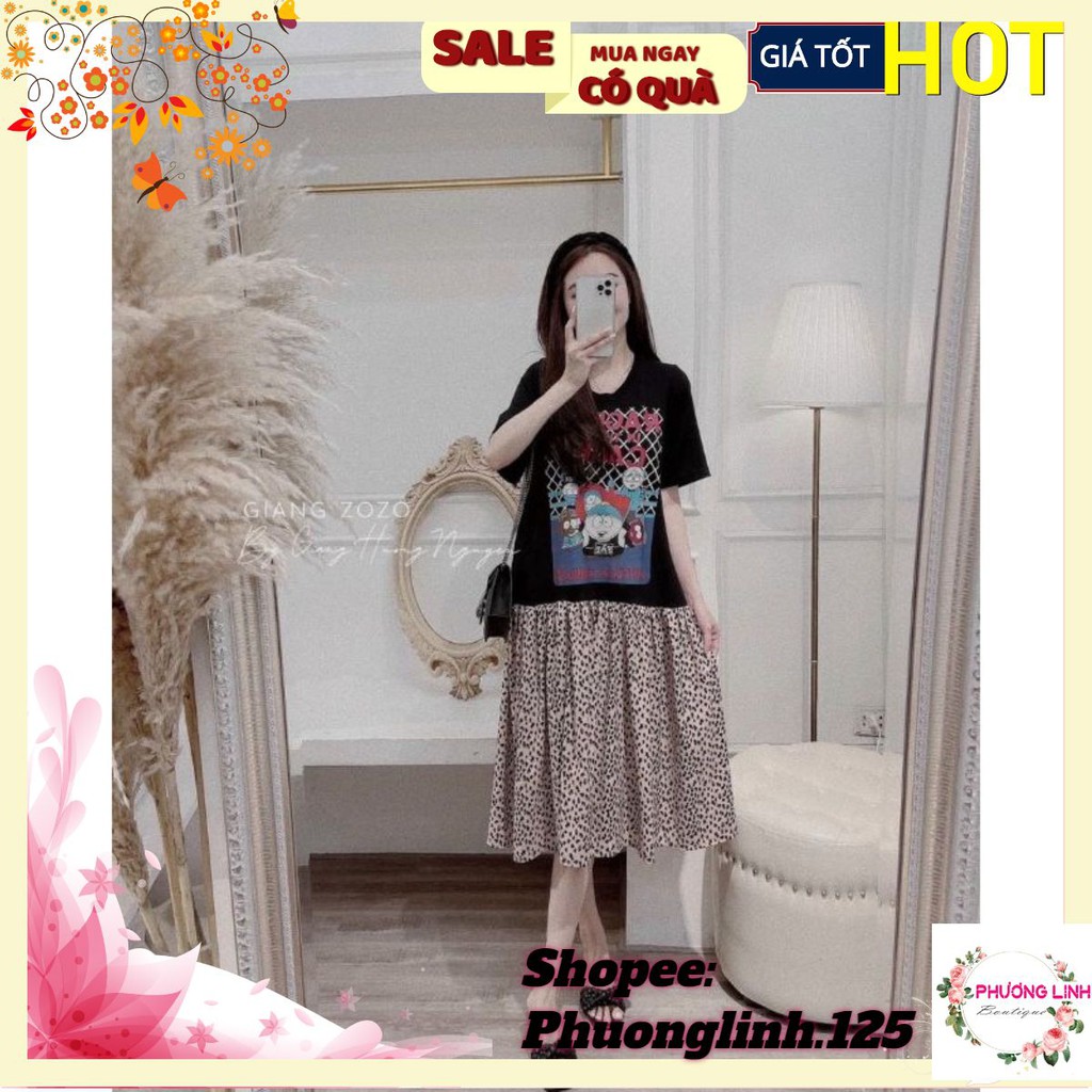 VÁY COTTON ĐEN IN HÌNH PHỐI DA BÁO | BigBuy360 - bigbuy360.vn