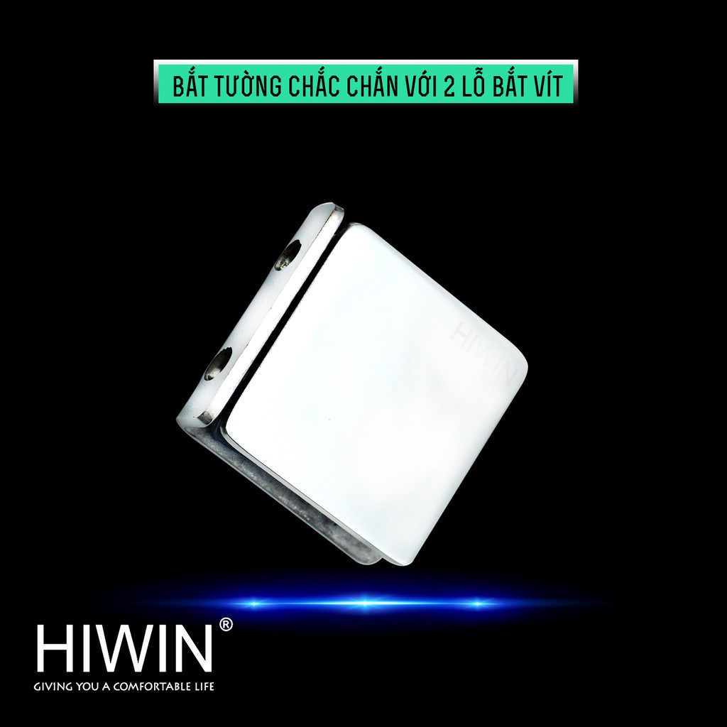 Kẹp cabin tắm 0 độ kính - tường cạnh thẳng bo góc Hiwin FC-085 mặt gương