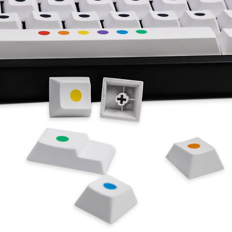 136 Keys White/Black Dot Keycap Cherry Profile PBT Five-sided Sublimation Keycaps Fit 61/64/68/87/96/98/104