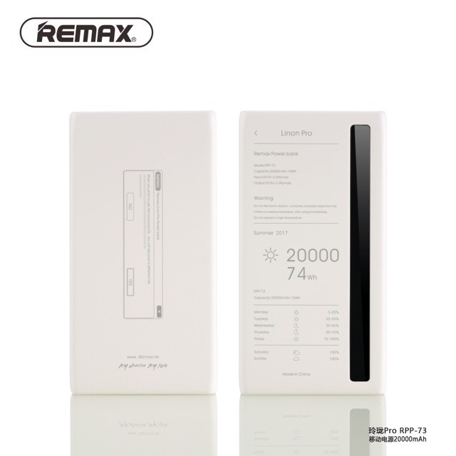 [ CHÍNH HÃNG ] PIN Sạc dự phòng remax rpp-73 dung lượng 20.000mAh có đèn hiển thi pin có đèn pin, TYPE C VÀO 11 PRO MAX