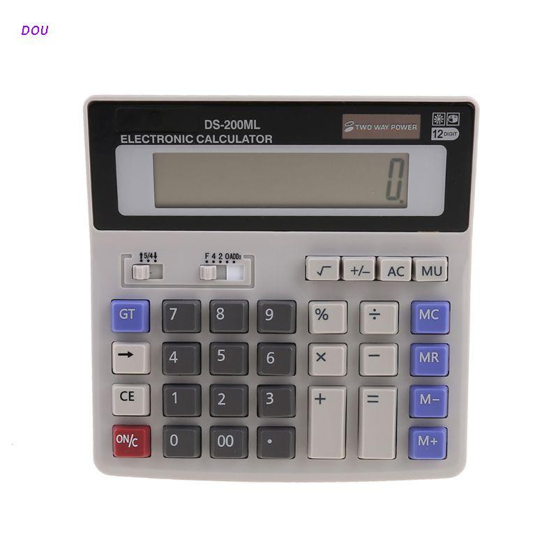 DOU Standard Function Scientific Electronics Desktop Calculators, Dual Power, Big Button 12 Digit Large LCD Display, Handheld for Daily and Basic Office