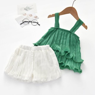 Set Quần Áo Trẻ Em Bộ Đồ Bé Gái Kiểu Hai Dây Dập Ly Cực Xinh Size Từ 8-23kg - S21-2021 - Babimama