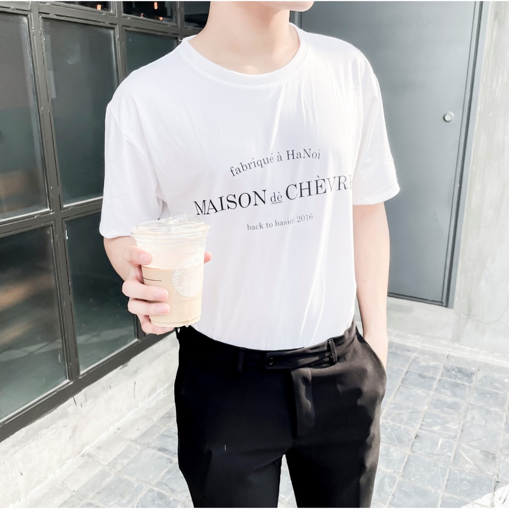 ( ẢNH THÂT ) Áo thun MAISON DÈ CHÈVRE / Áo thun mùa hè oversize đen trắng