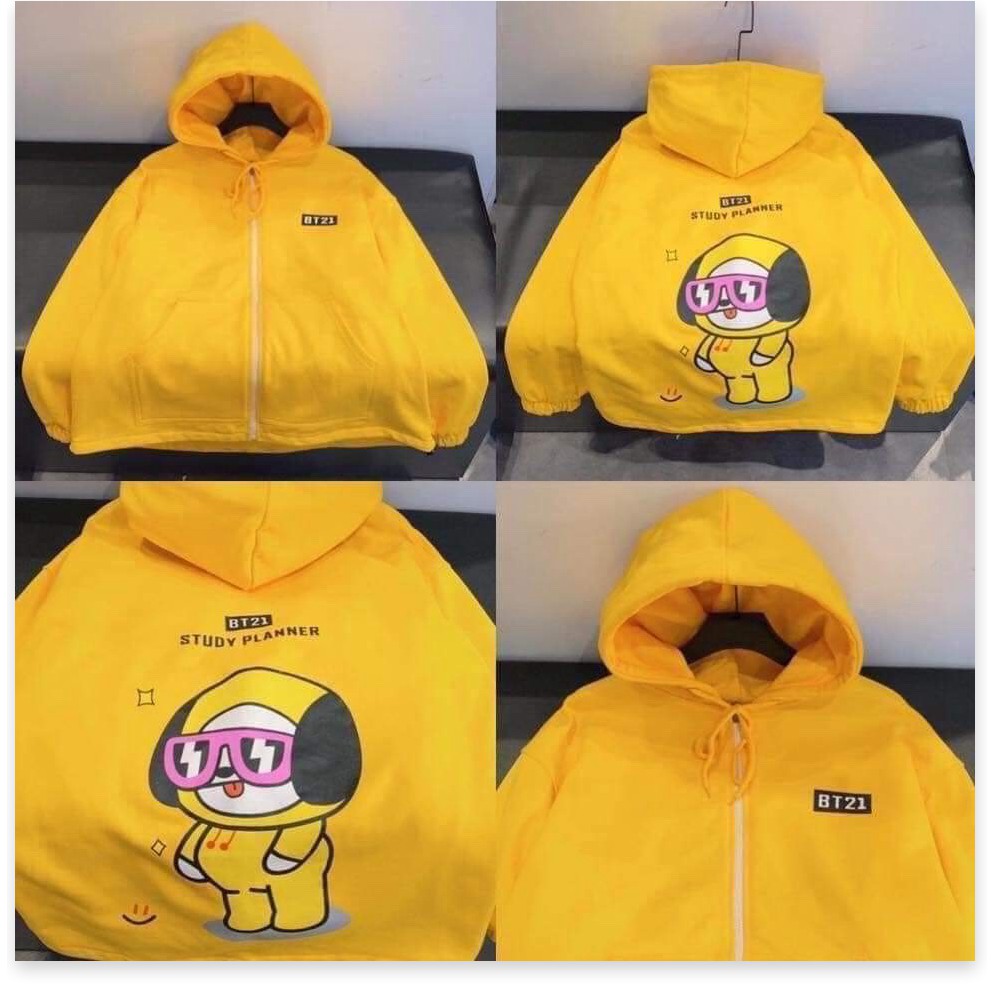 [FREESHIP TOÀN QUỐC] Áo khoác nữ form rộng BT21, áo hoodie nữ form rộng có dây kéo thời trang nữ 4young