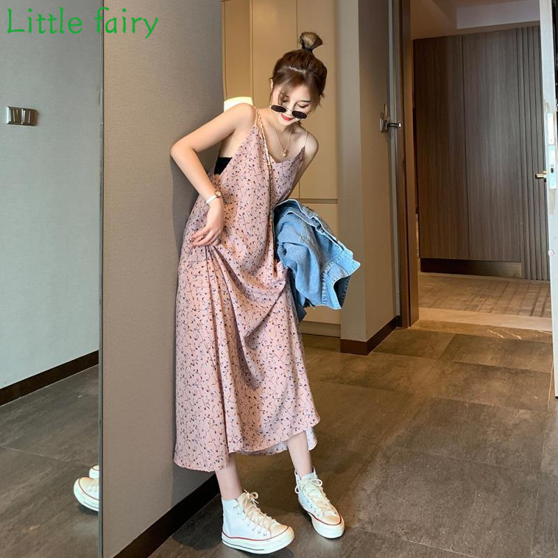 🌈Little fairy🌸2021 Pháp khí chất trang phục treo lơ lửng váy hoa cổ điển dài giữa váy hoa Sen hệ thống siêu cổ tích váy bánh nhỏ