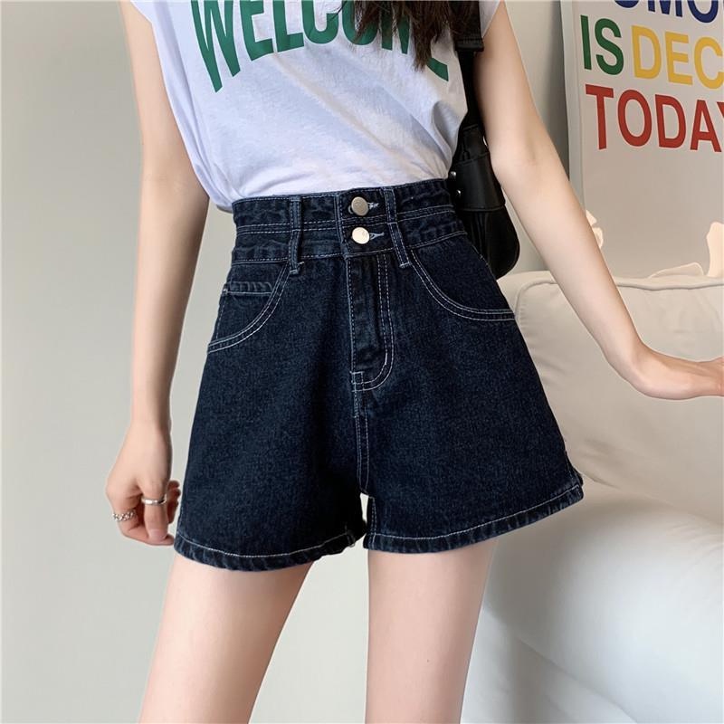 Quần Short Denim Lưng Cao Ống Rộng Thời Trang Mùa Hè Phong Cách Hàn Quốc Cho Nữ