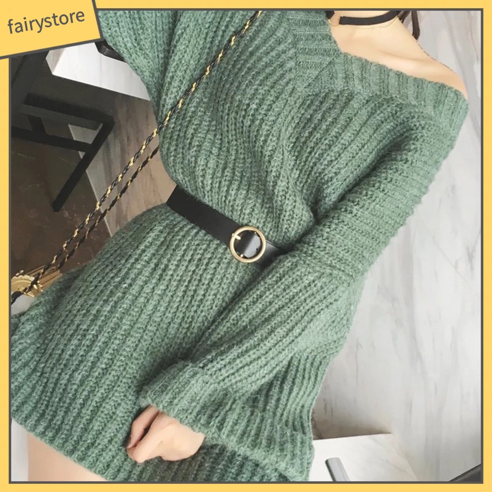 Thắt Lưng Da Phối Khoá Kim Loại Tròn Cho Nữ