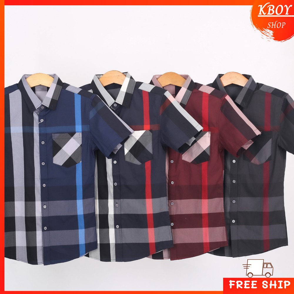 Áo Sơ Mi Nam Caro Kboy Shop Tay Ngắn Cotton Spandex Cao Cấp Form Rộng, Đẹp, Big Size Thấm Hút Mồ Hôi - T1954 - 1 | BigBuy360 - bigbuy360.vn