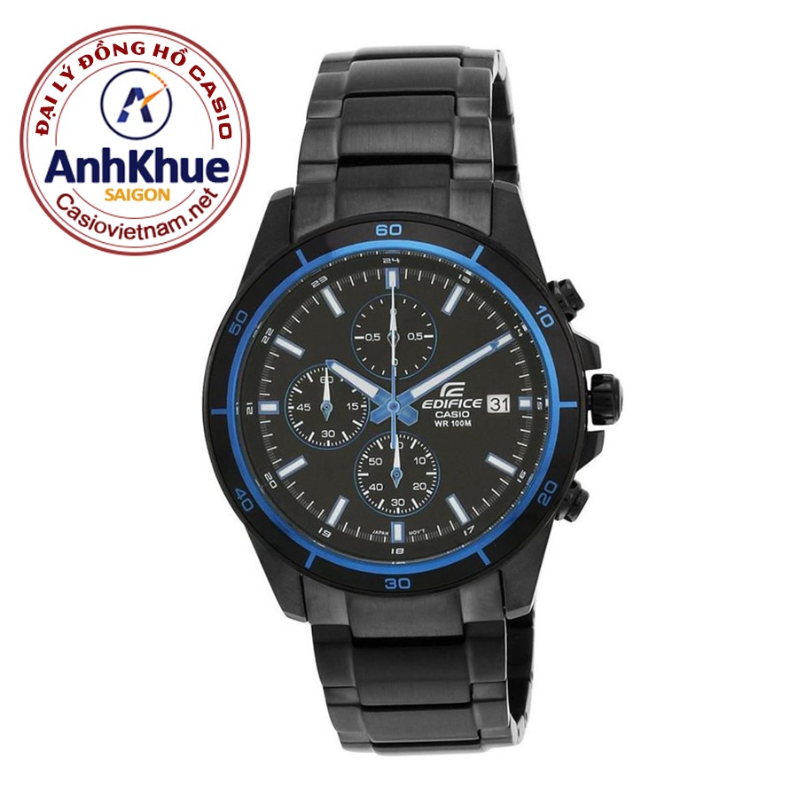 ĐỒNG HỒ NAM CASIO EDIFICE EFR-526BK-1A2VUDF Dây kim loại đen - Măt đen viền xanh 6 k