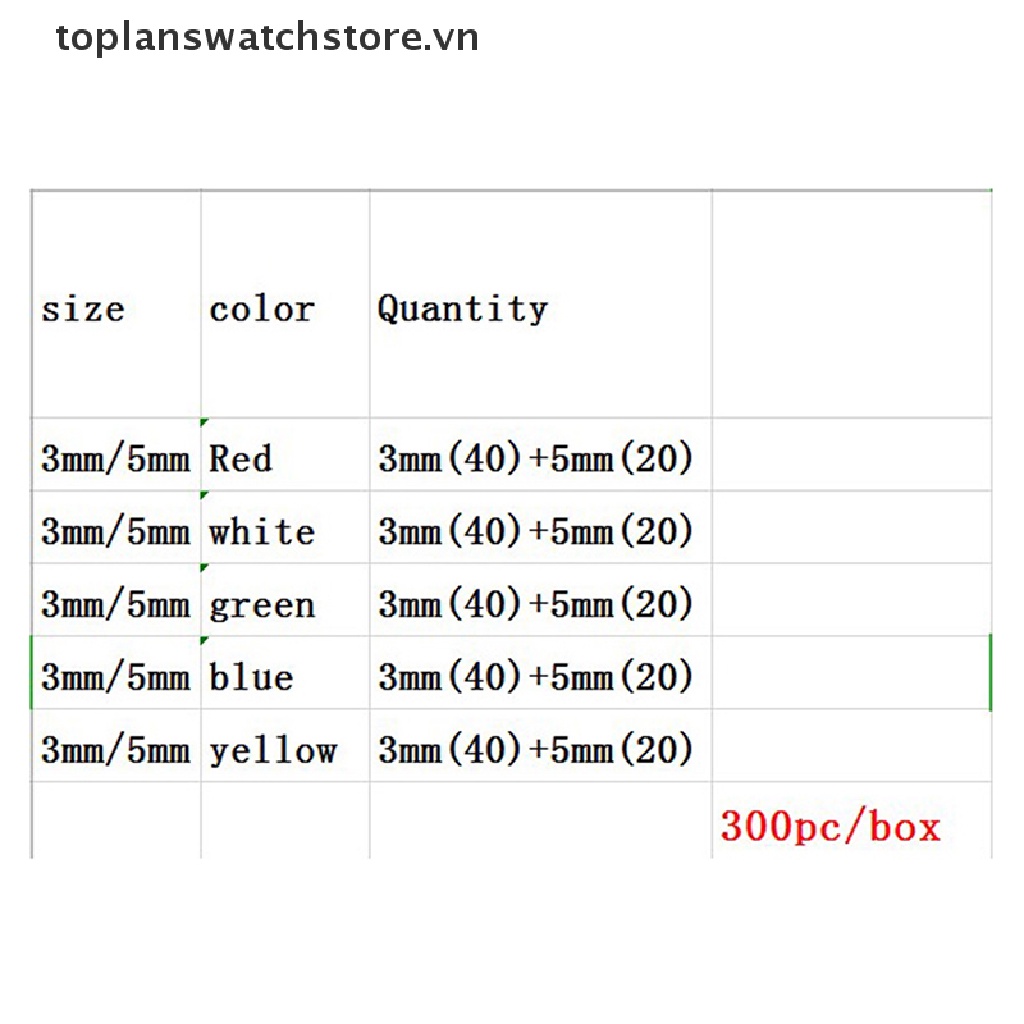 [toplanswatchstore] 100 200 300 Đèn LED Diode Hình Tròn Năm Màu