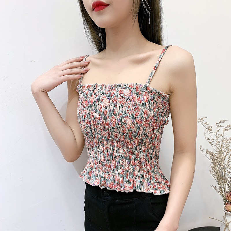 Áo Hai Dây Họa Tiết Hoa Thời Trang Cho Nữ