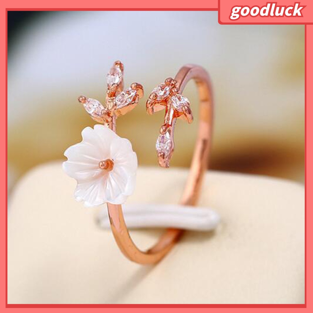 Nhẫn Hở Chất Liệu Hợp Kim Hình Hoa Đính Đá Xinh Xắn