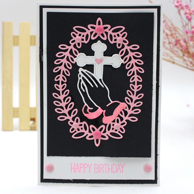 Khuôn Cắt Giấy Làm Từ Kim Loại Hình Chữ Thập Cách Điệu Trang Trí Scrapbook