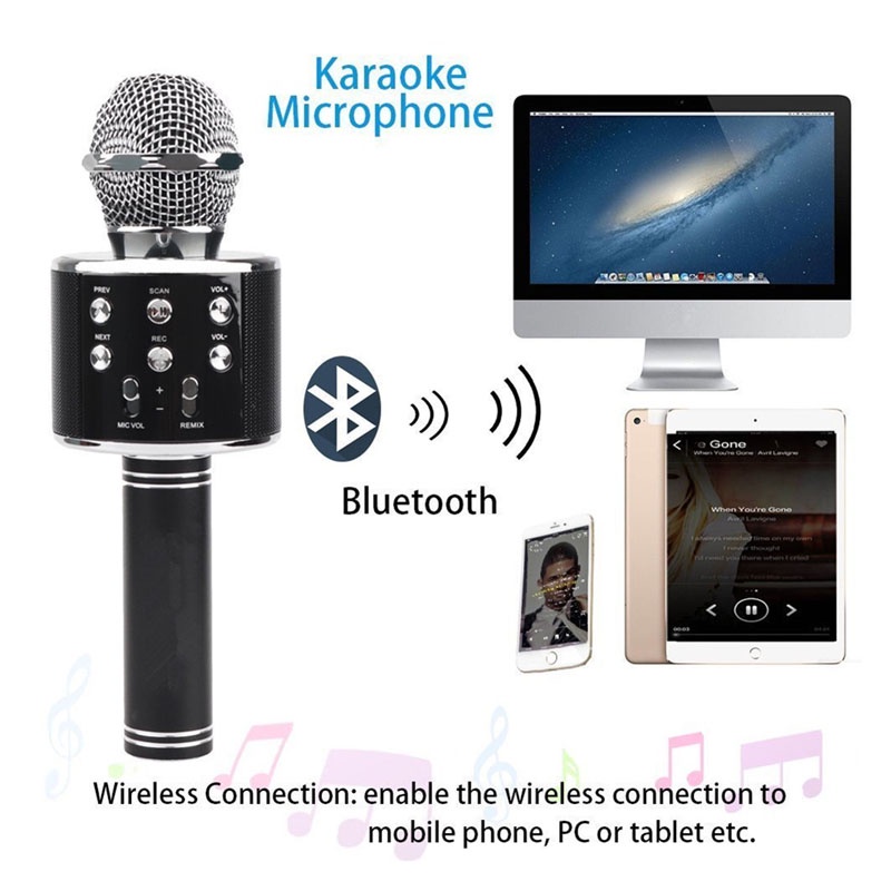 Micro Karaoke WS858 Có Loa Phát Nhạc USB Cầm Tay Không Dây Tiện Lợi Dùng Trong Các Bữa Tiệc Giáng Sinh/Sinh Nhật Tại Gia