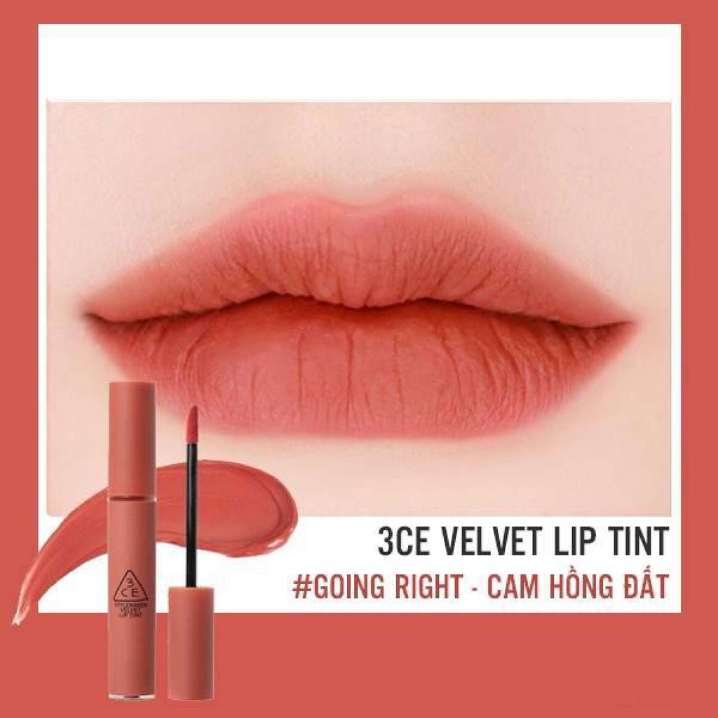 Son kem lì 3CE Velvet Lip Tint #Going Right - Màu cam hồng đất