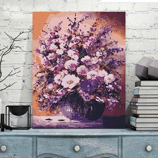 Tranh sơn dầu số hoá tự tô màu - Bình hoa tím