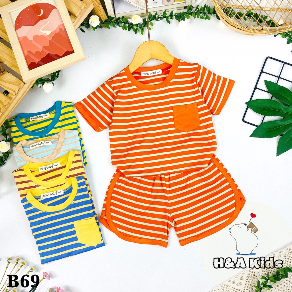 (size 8-30 kg) Bộ cộc tay sọc dệt visco gắn túi thật 🥰🥰 Hàng Minlybaby