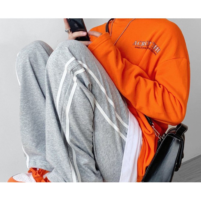 Quần Line dài nam nữ MEANSTORE pants ống rộng phối sọc cạp chun quần vải Ulzzang Hàn Quốc kiểu dáng thể thao - 2line