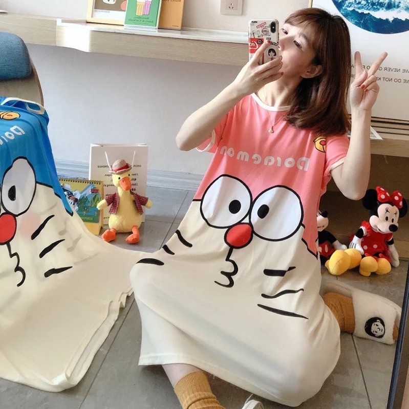 Váy ngủ pijama nữ ngắn tay hoạ tiết nhiều màu