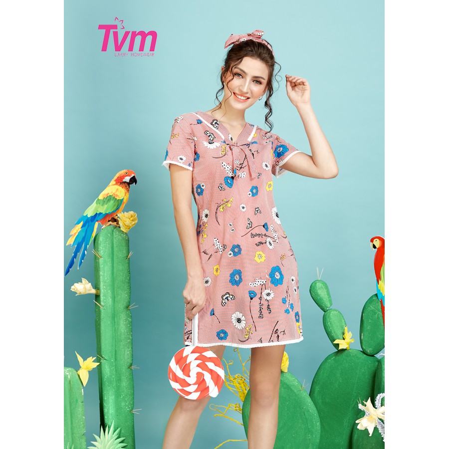 Đầm nữ mặc nhà ngắn tay Tvm Luxury Homewear DA062