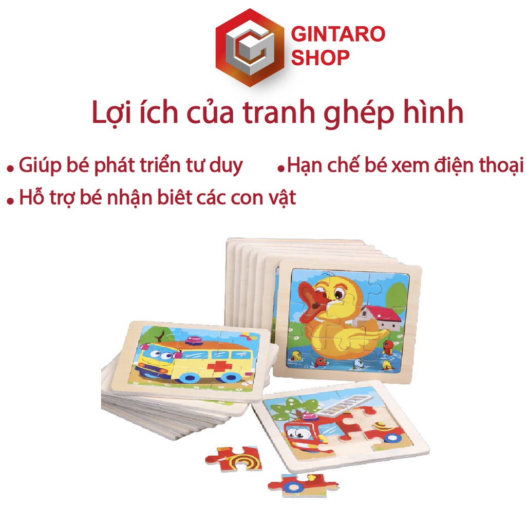 Bộ xếp hình 9 miếng puzzle cho bé , Đồ chơi xếp hình giúp bé phát triển tư duy từ nhỏ GINTARO SHOP