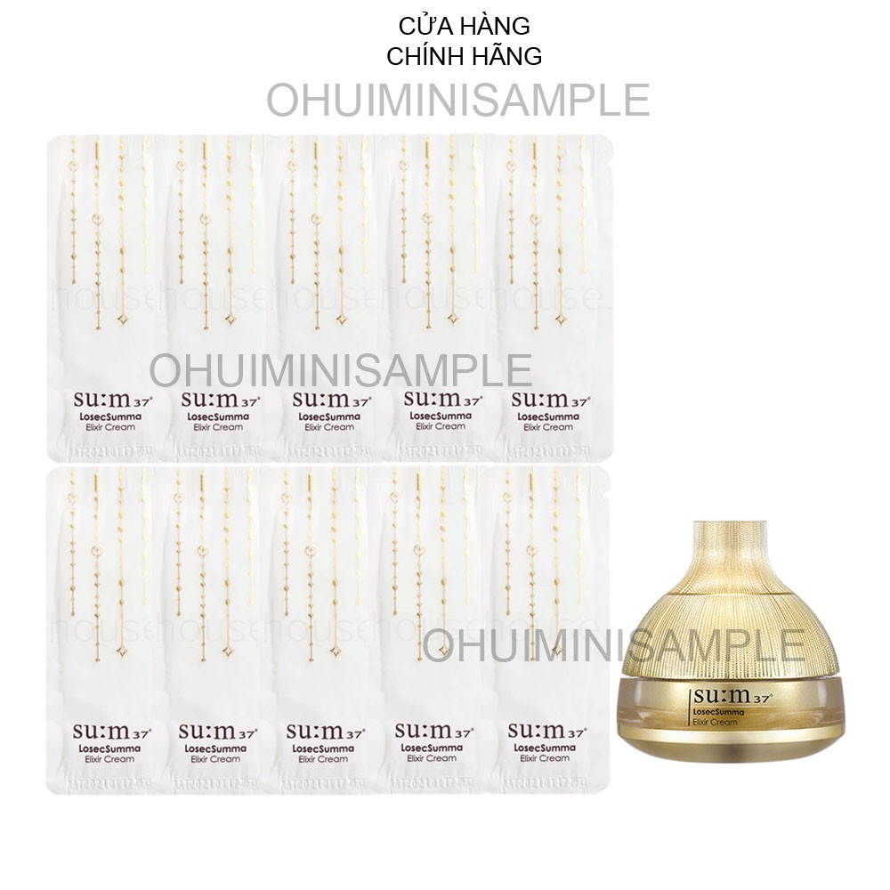 Gói sample kem dưỡng tái sinh Sum37 Losec Summa Elixir Cream cho da sáng mịn săn chắc.