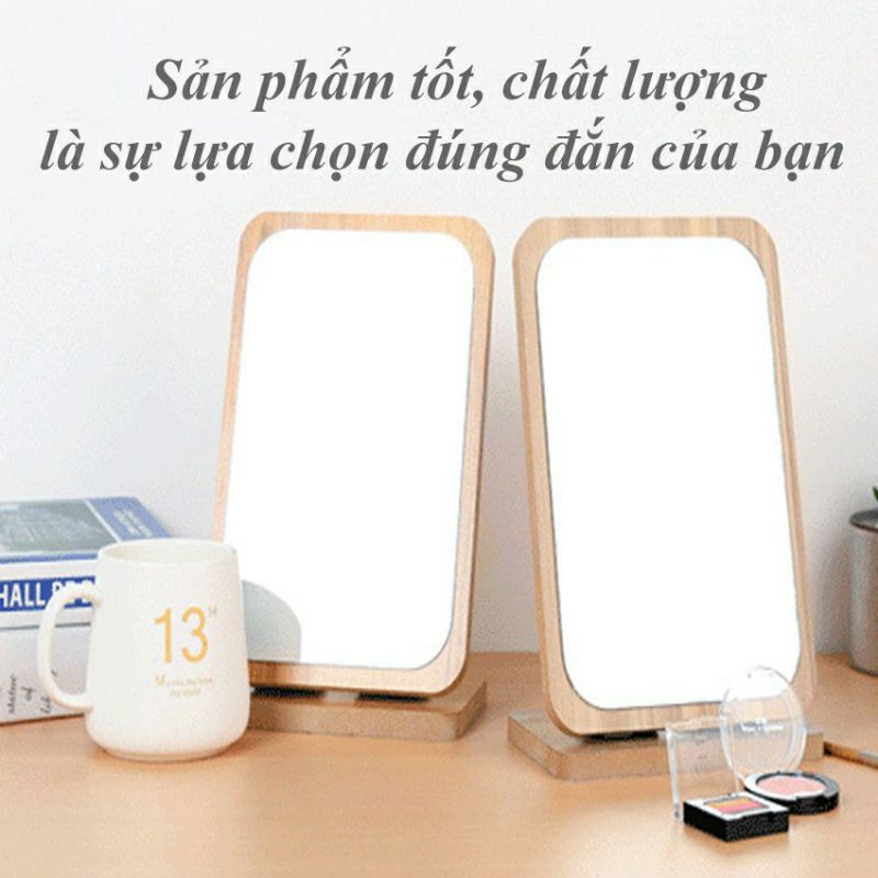 Gương Trang Điểm Vanity Có Giá Đỡ Bằng Gỗ, Bàn Để Bàn Di Động Gương Gương Trang Điểm Phòng Tắm