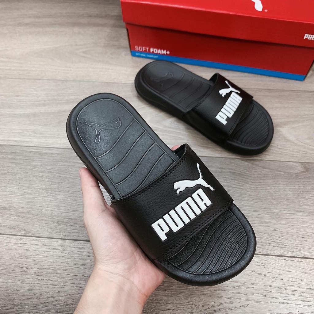 HÀNG CHÍNH HÃNG - DÉP PUMA POPCAT 2021 - *BLACK/WHITE LOGO* - 2021** - Code: 372279-01