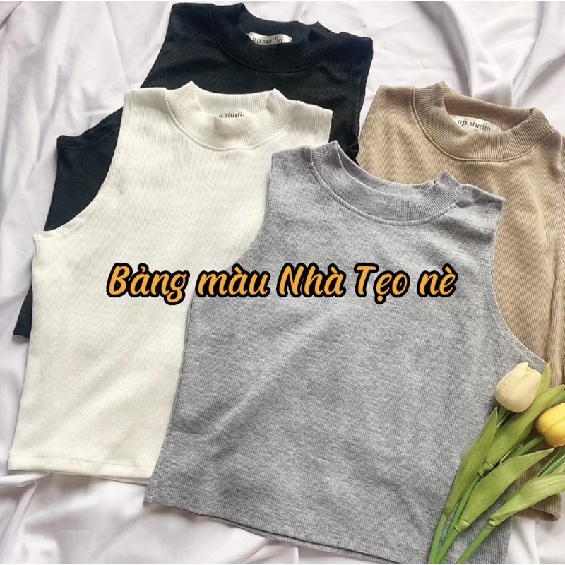 [Hàng sẵn] ÁO BA LỖ COTTON TĂM CỔ CAO DÁNG ÔM