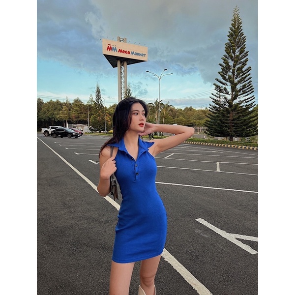 POLO DRESS [𝐂𝐇𝐎𝐂𝐎𝐋𝐀𝐓𝐄 𝐦𝐢𝐱𝐱] Váy ôm body Polo chất bo gân dày dặn