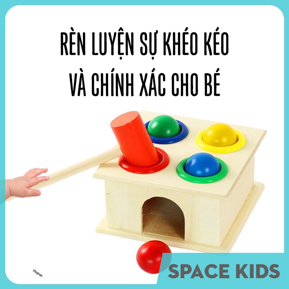 ♥ Đồ chơi gỗ hộp đập bóng gỗ nhiều màu sắc kèm búa Space Kids cho bé ♥