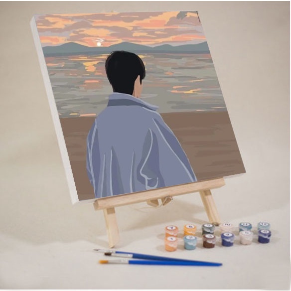 Bộ 20x20cm noframe Tranh số hóa màu acrylic tô theo mã số trên vải canvas trang trí nội thất  XH123