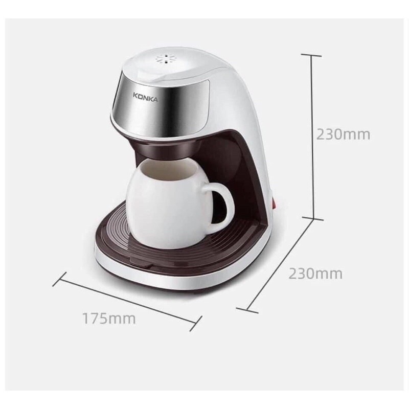 Máy pha cà phê KONKA kèm cốc sứ như hình, hàng CHÍNH HÃNG máy pha ra 1 cốc cà phê tầm 200ml, pha trà, trà hoa...