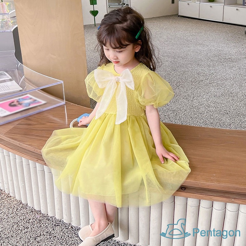 Đầm Công Chúa Tay Phồng Màu Trơn Ngọt Ngào Thời Trang Cho Bé Gái 0-3 Tuổi