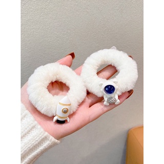 Dây buộc tóc hình phi hành gia/ tên lửa bằng vải lông cỡ lớn dễ thương thời trang thu đông cho nữ