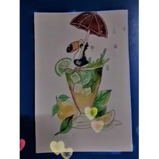 Vẽ tranh màu theo yêu cầu( tranh mẫu do mình vẽ kèm khung)
