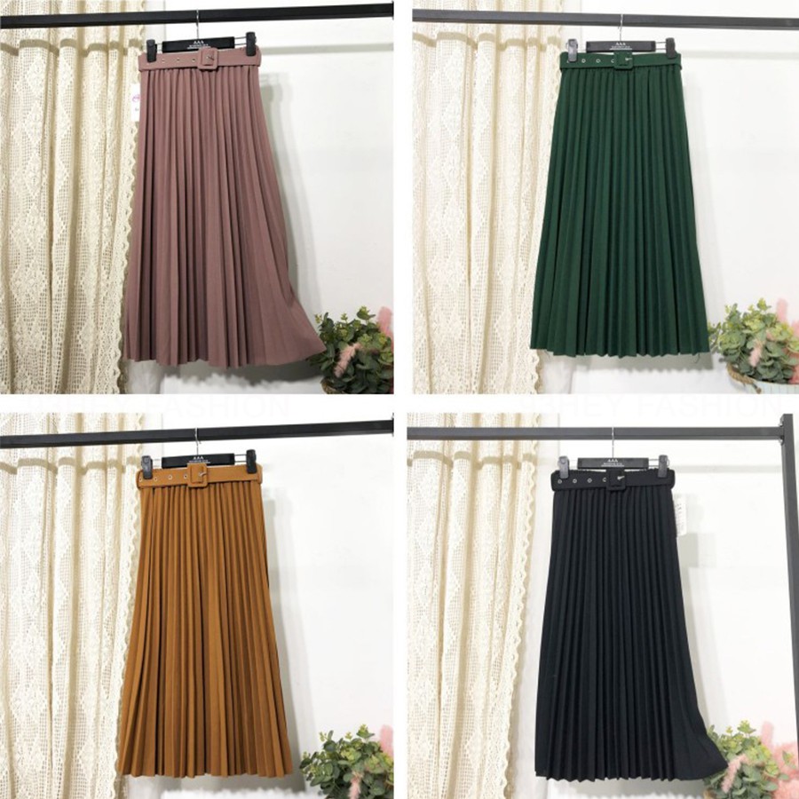 Chân Váy Xếp Ly Dáng Lửng Kèm Đai Hàng Đẹp Quảng Châu 93HEY CV03 | BigBuy360 - bigbuy360.vn