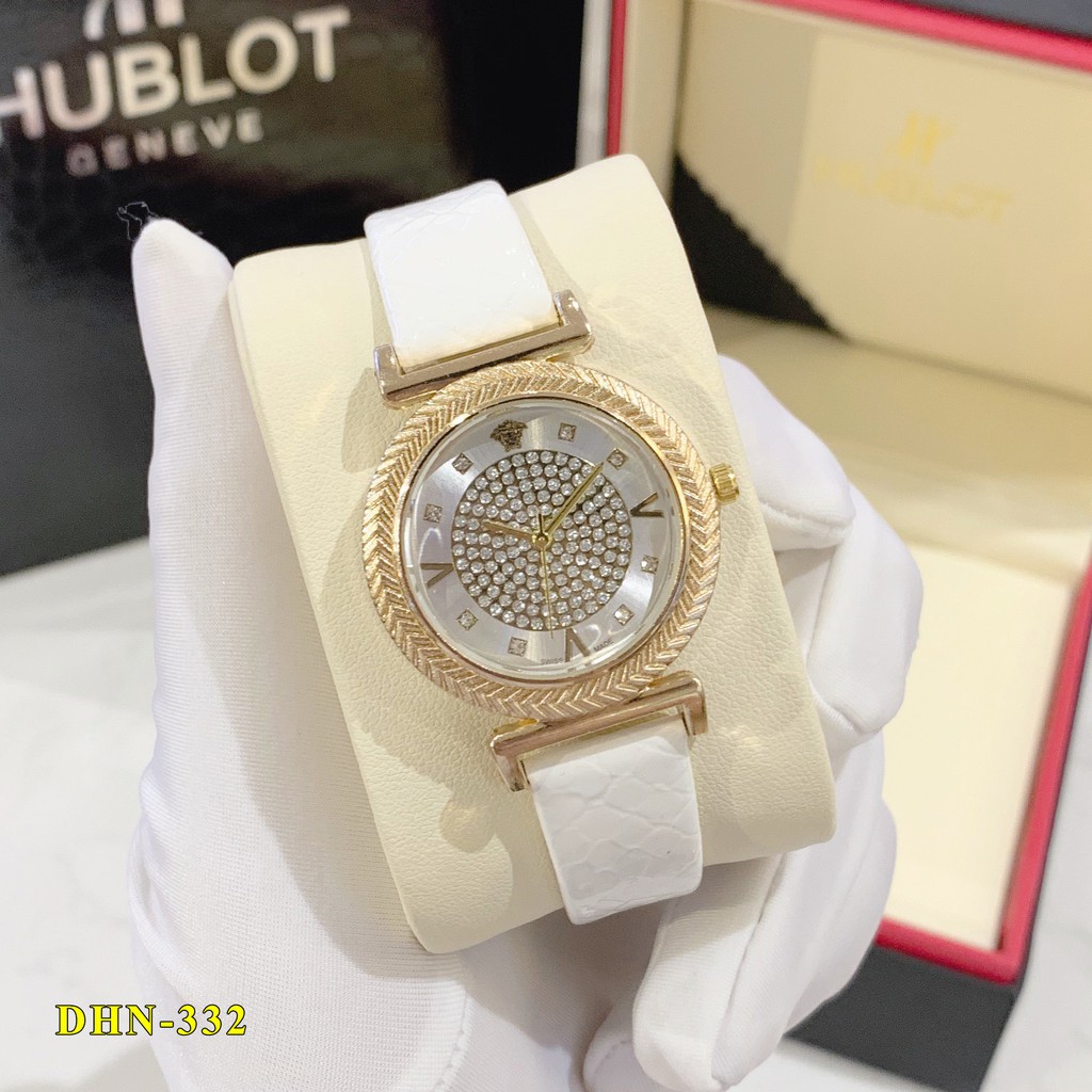 Đồng hồ nữ Versace mặt tròn dây da cao cấp tặng hộp DHN332  thanh.huongshop